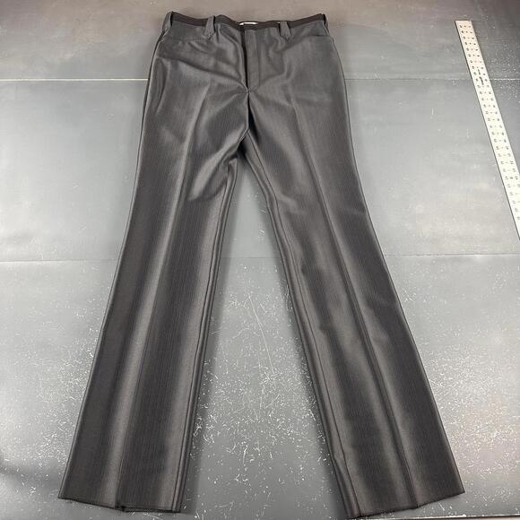 VTG Pagano West Slacks Mens 42 X-Long Black Striped Side Swedish Warp NWT No Hem - Picture 3 of 9